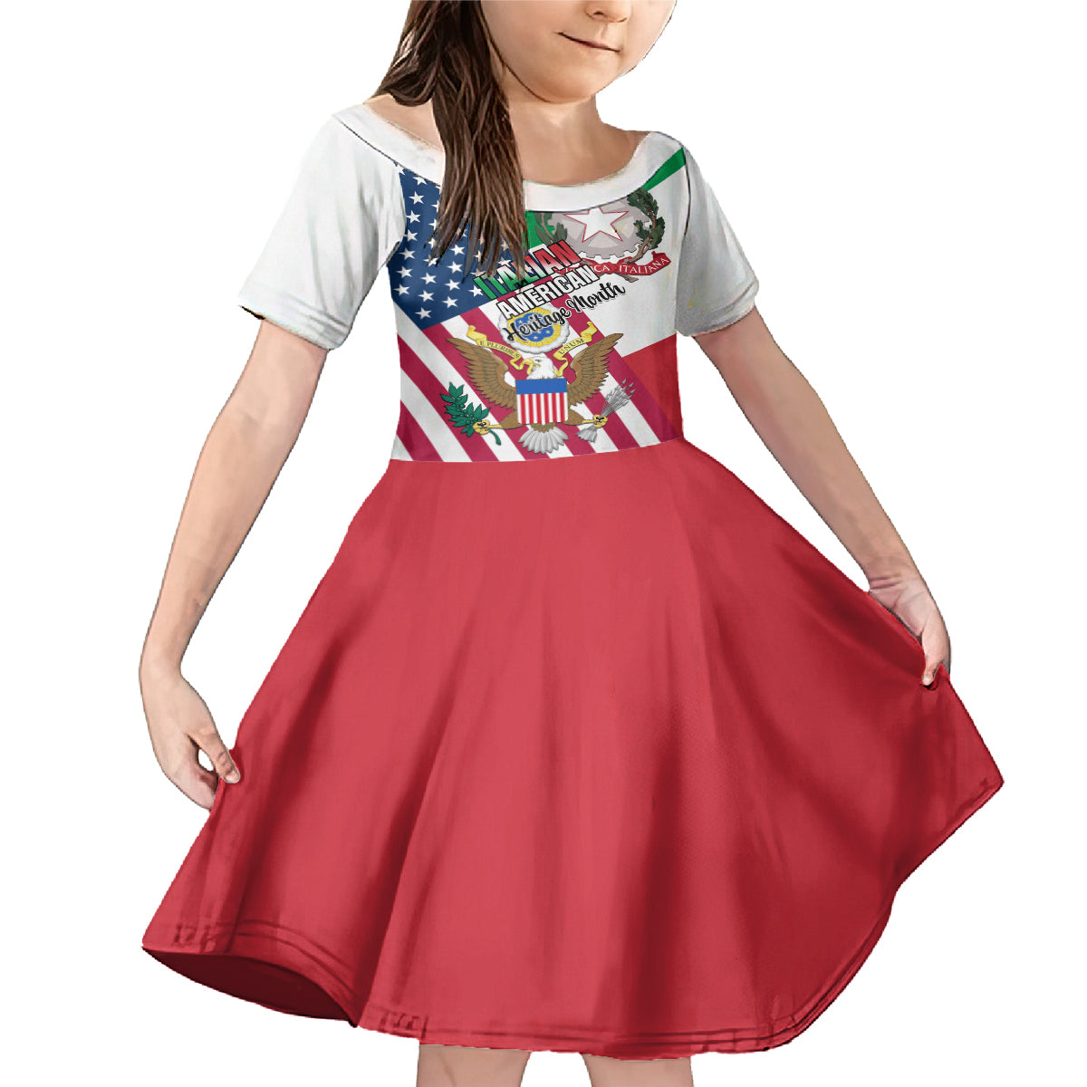 Personalised Italian American Heritage Month Family Matching Mermaid Dress and Hawaiian Shirt - Wonder Print Shop