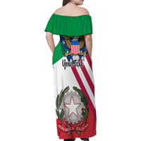 Personalised Italian American Heritage Month Family Matching Off Shoulder Maxi Dress and Hawaiian Shirt - Wonder Print Shop