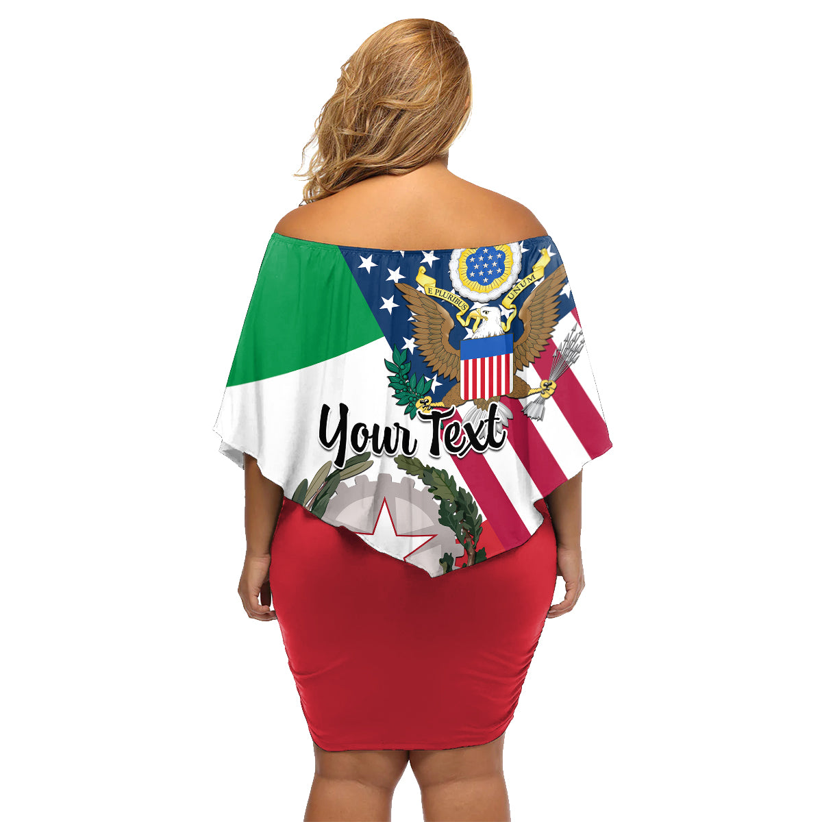 Personalised Italian American Heritage Month Family Matching Off Shoulder Short Dress and Hawaiian Shirt - Wonder Print Shop