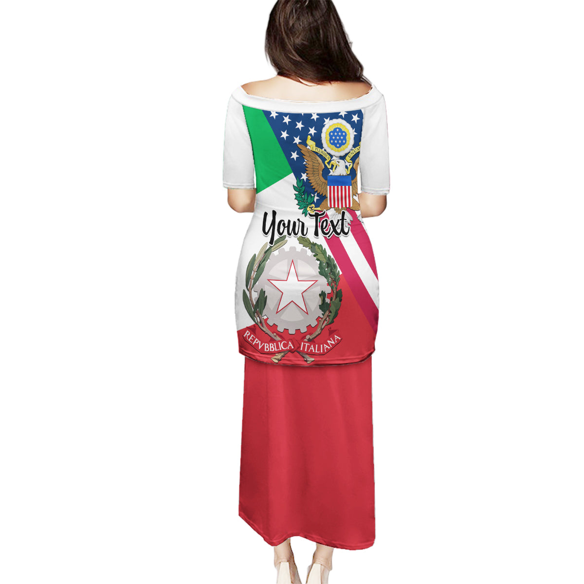 Personalised Italian American Heritage Month Family Matching Puletasi Dress and Hawaiian Shirt - Wonder Print Shop