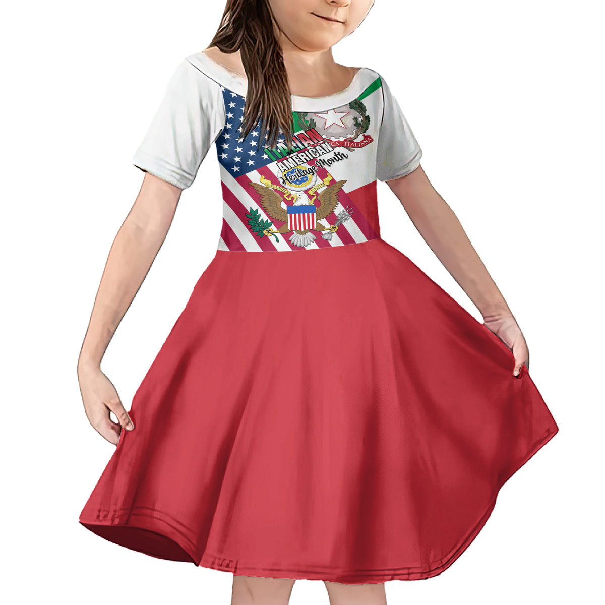 Personalised Italian American Heritage Month Family Matching Short Sleeve Bodycon Dress and Hawaiian Shirt - Wonder Print Shop