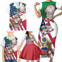 Personalised Italian American Heritage Month Family Matching Short Sleeve Bodycon Dress and Hawaiian Shirt - Wonder Print Shop