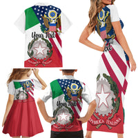 Personalised Italian American Heritage Month Family Matching Short Sleeve Bodycon Dress and Hawaiian Shirt - Wonder Print Shop