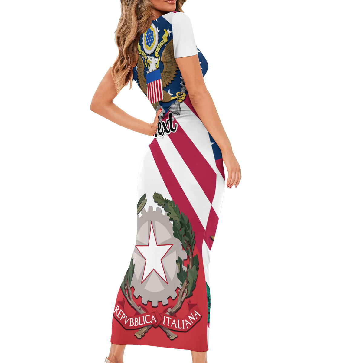 Personalised Italian American Heritage Month Family Matching Short Sleeve Bodycon Dress and Hawaiian Shirt - Wonder Print Shop