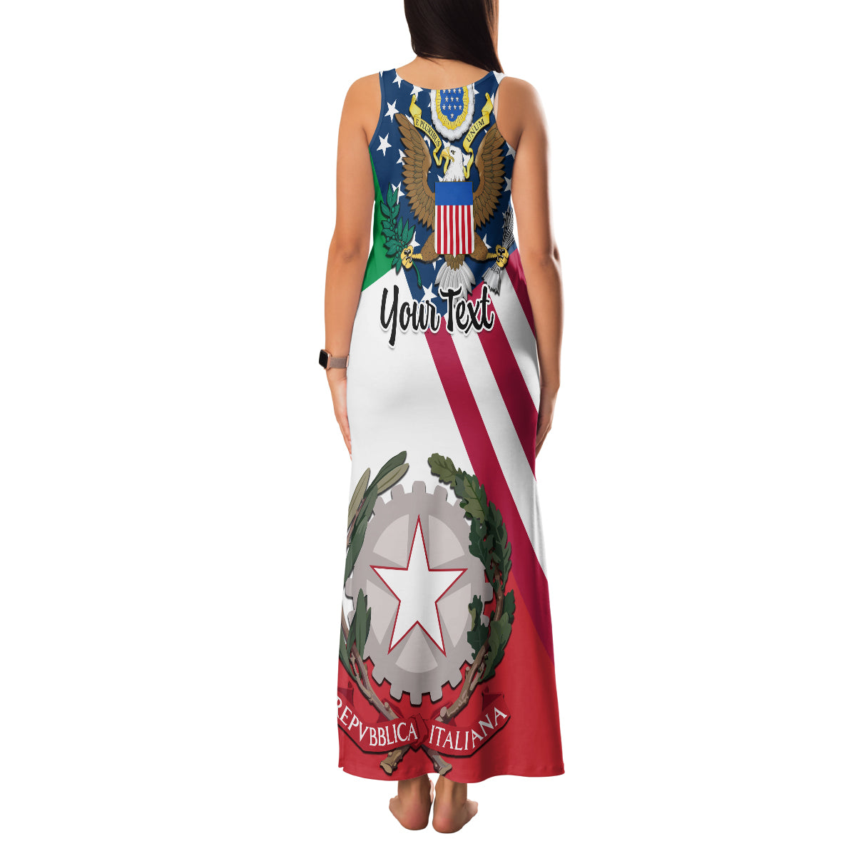 Personalised Italian American Heritage Month Family Matching Tank Maxi Dress and Hawaiian Shirt - Wonder Print Shop