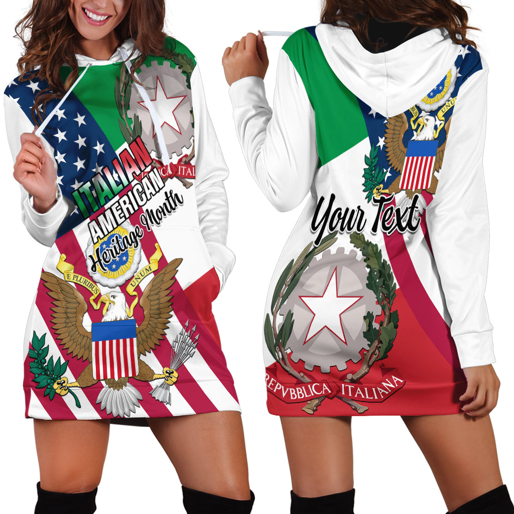 Personalised Italian American Heritage Month Hoodie Dress - Wonder Print Shop