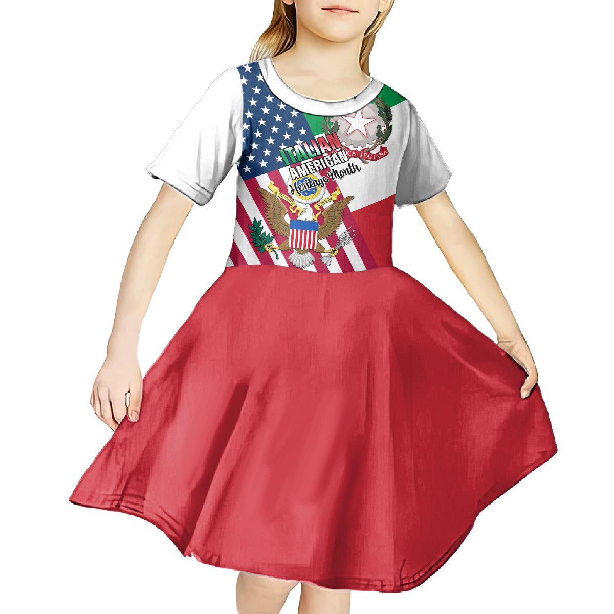 Personalised Italian American Heritage Month Kid Short Sleeve Dress - Wonder Print Shop