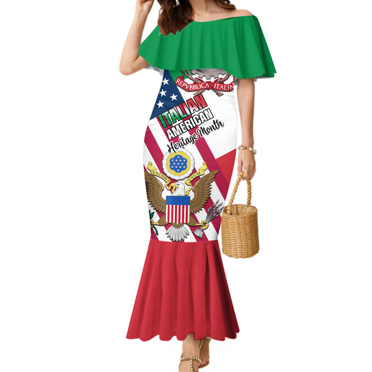 Personalised Italian American Heritage Month Mermaid Dress - Wonder Print Shop