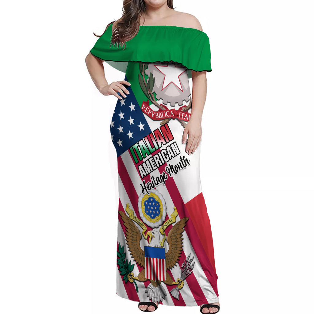 Personalised Italian American Heritage Month Off Shoulder Maxi Dress - Wonder Print Shop