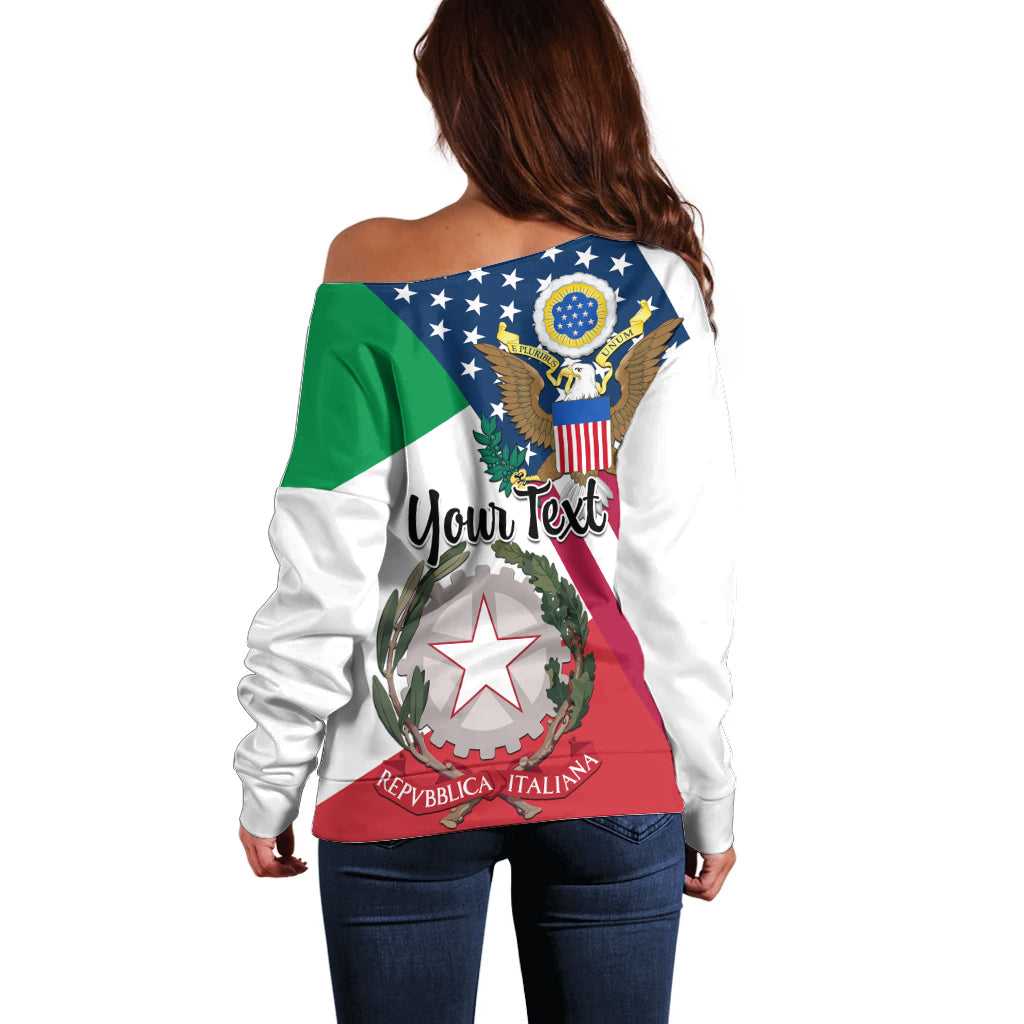 Personalised Italian American Heritage Month Off Shoulder Sweater - Wonder Print Shop