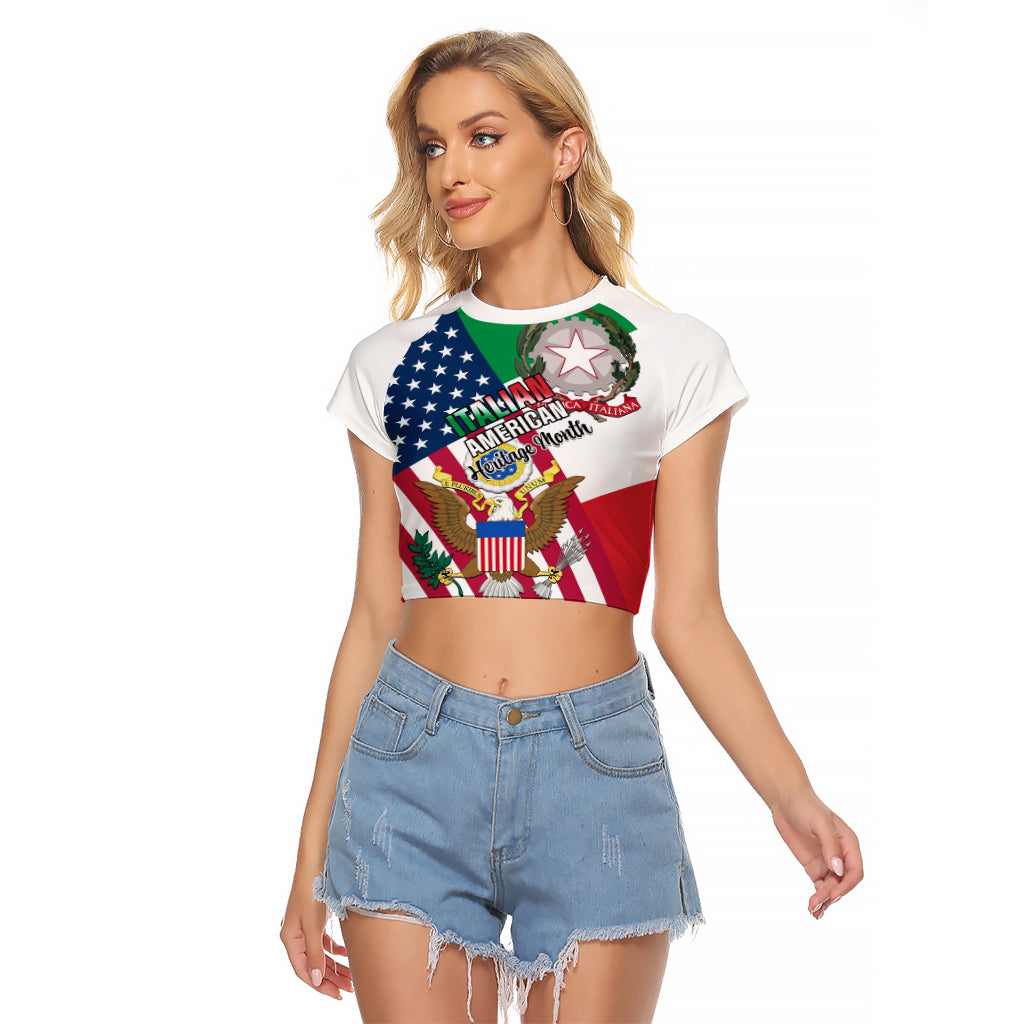 Personalised Italian American Heritage Month Raglan Cropped T Shirt - Wonder Print Shop