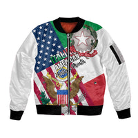 Personalised Italian American Heritage Month Sleeve Zip Bomber Jacket - Wonder Print Shop
