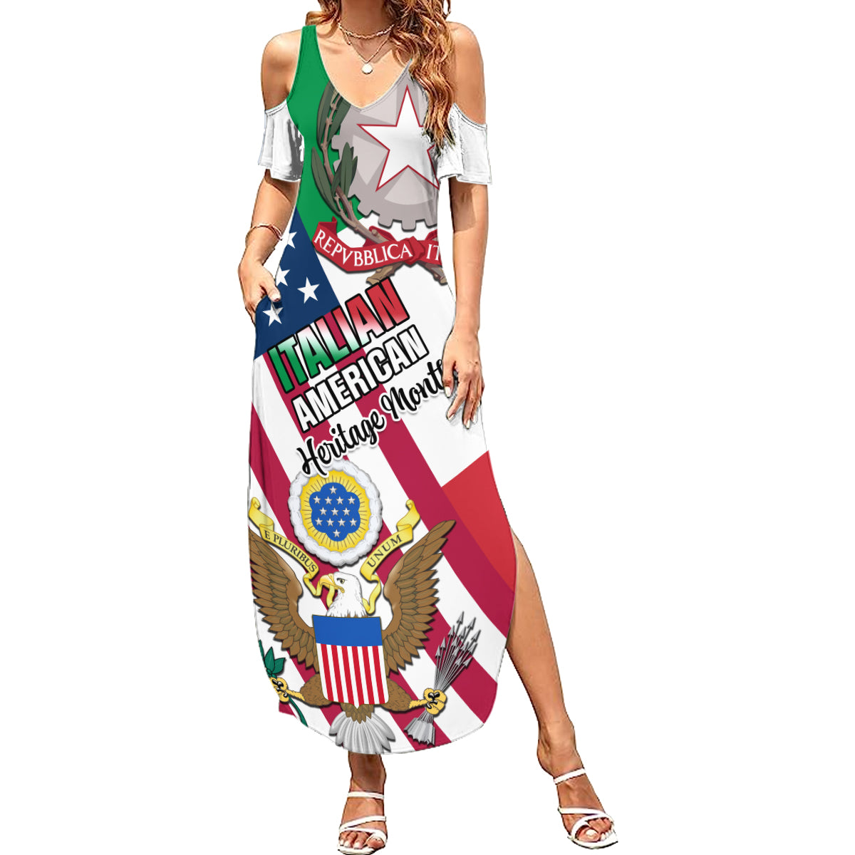Personalised Italian American Heritage Month Summer Maxi Dress - Wonder Print Shop