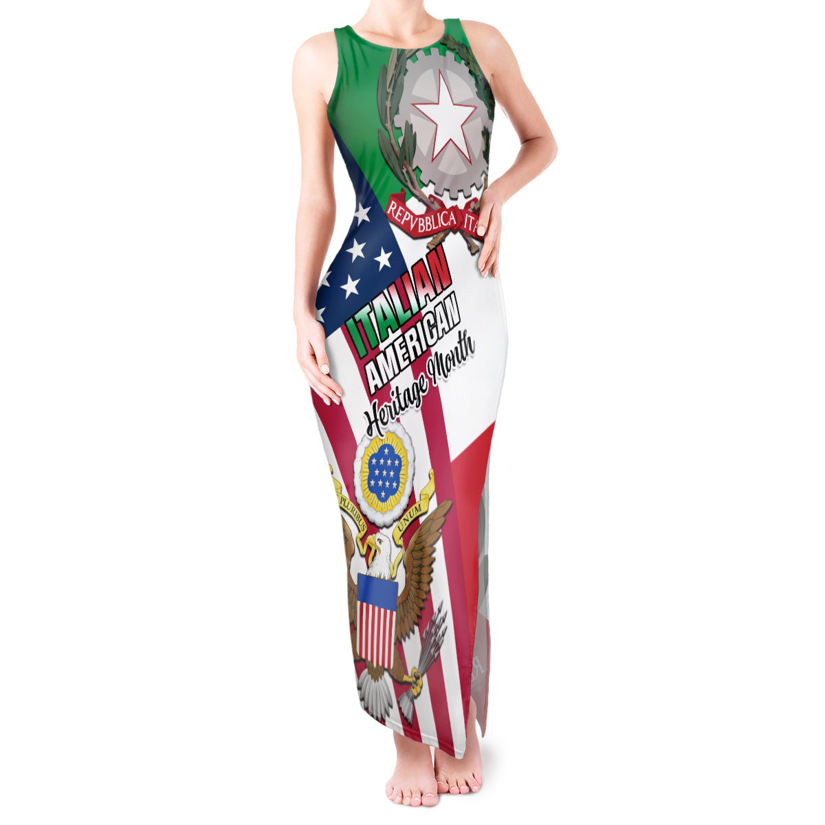 Personalised Italian American Heritage Month Tank Maxi Dress - Wonder Print Shop