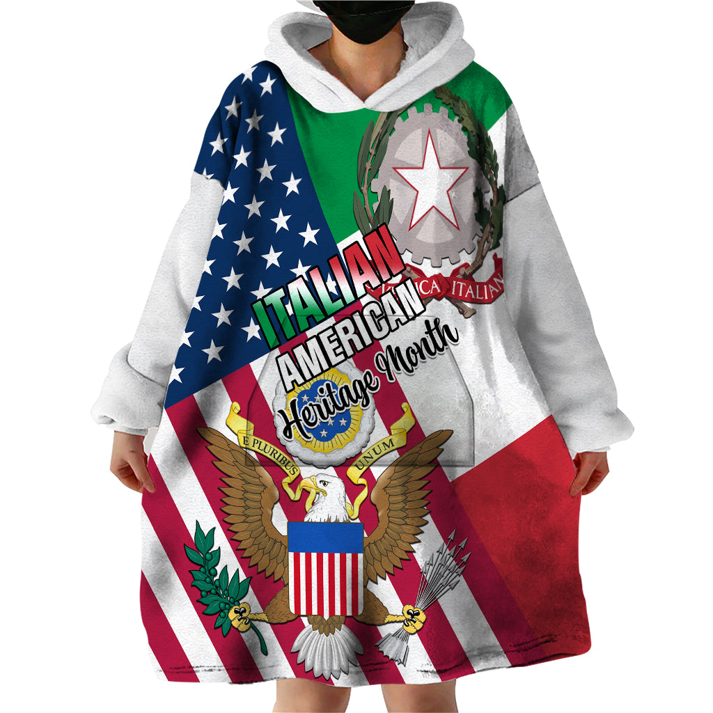Personalised Italian American Heritage Month Wearable Blanket Hoodie - Wonder Print Shop