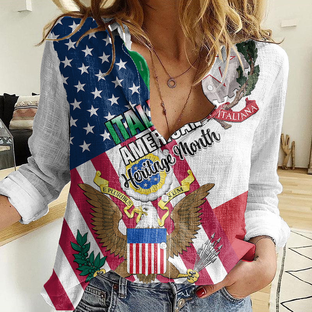 Personalised Italian American Heritage Month Women Casual Shirt - Wonder Print Shop