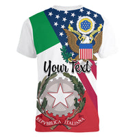 Personalised Italian American Heritage Month Women V Neck T Shirt - Wonder Print Shop