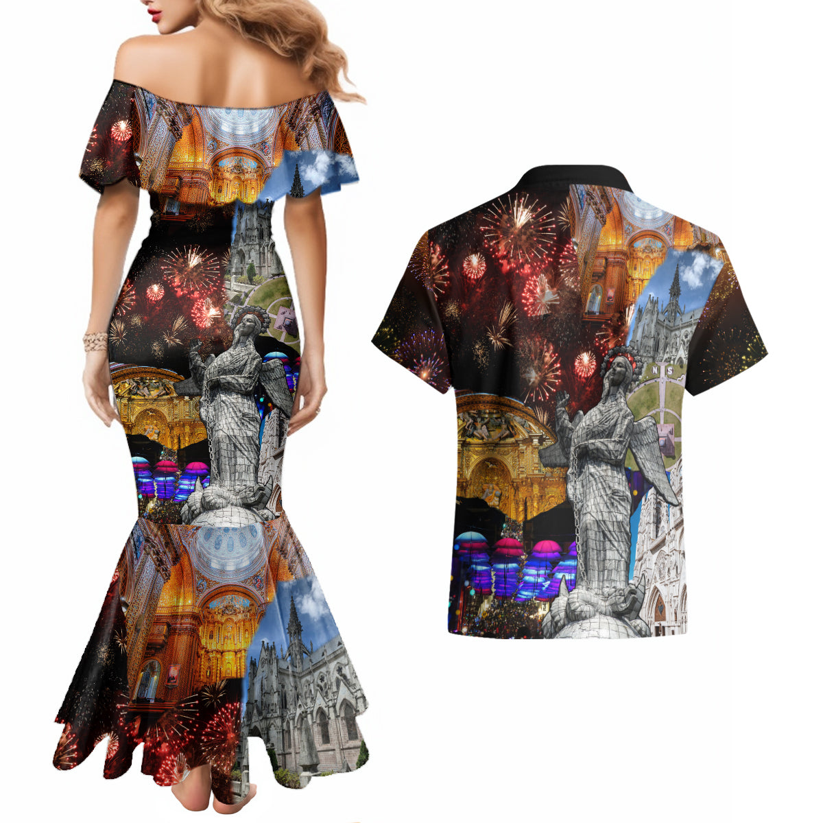 Ecuador Couples Matching Mermaid Dress and Hawaiian Shirt Fiestas de Quito 2023 Unique Version - Wonder Print Shop