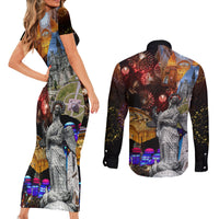 Ecuador Couples Matching Short Sleeve Bodycon Dress and Long Sleeve Button Shirt Fiestas de Quito 2023 Unique Version - Wonder Print Shop