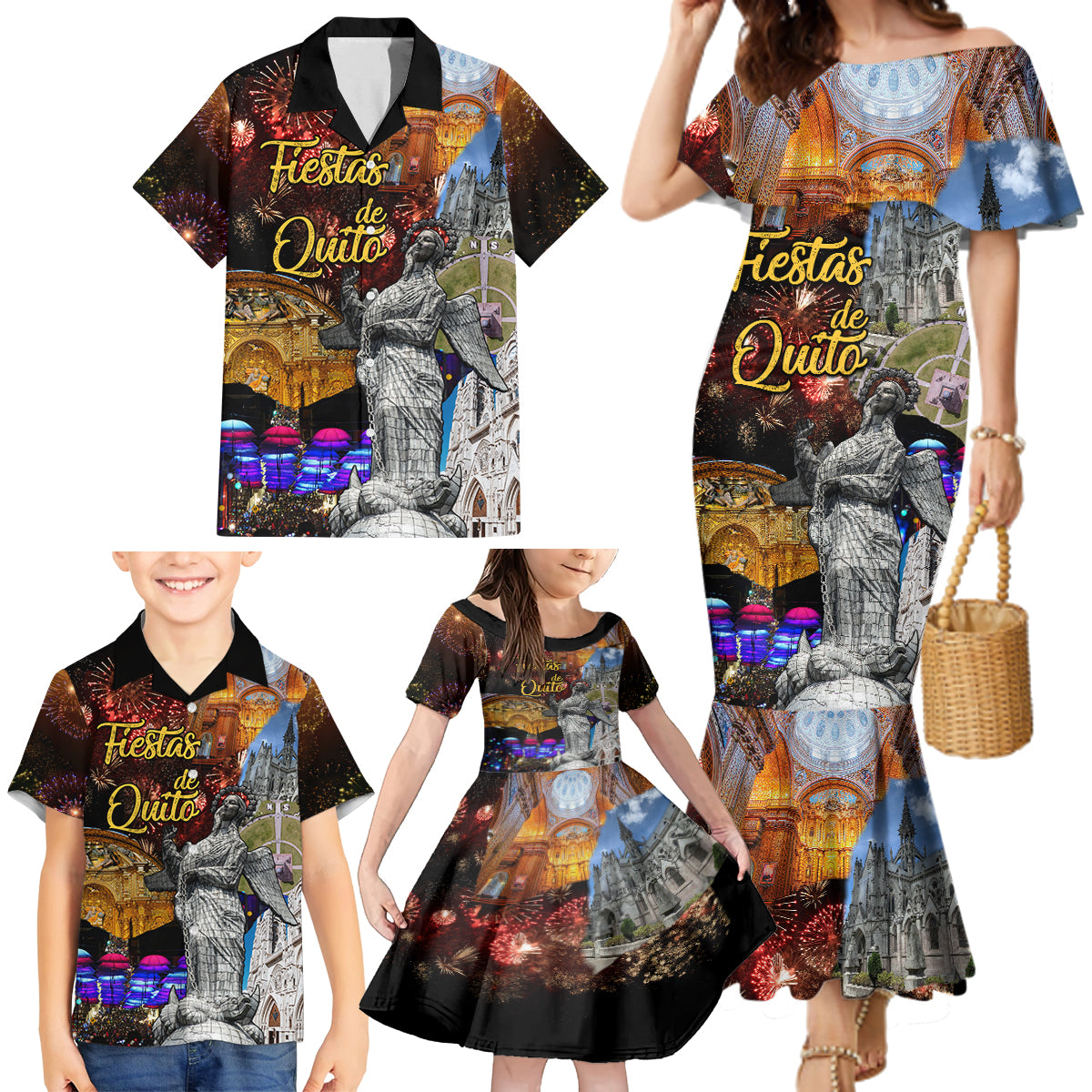 ecuador-family-matching-mermaid-dress-and-hawaiian-shirt-fiestas-de-quito-2023-unique-version