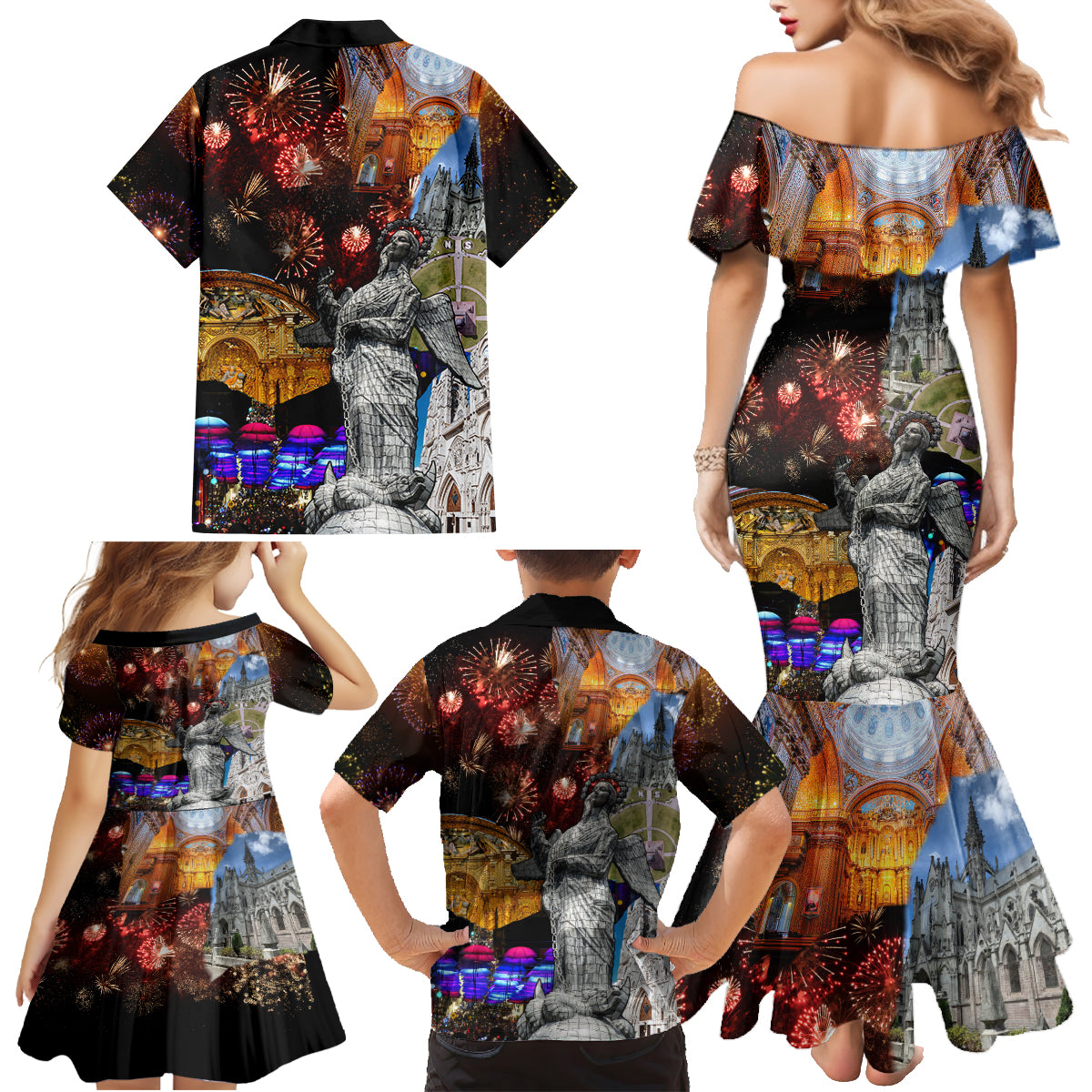 Ecuador Family Matching Mermaid Dress and Hawaiian Shirt Fiestas de Quito 2023 Unique Version - Wonder Print Shop