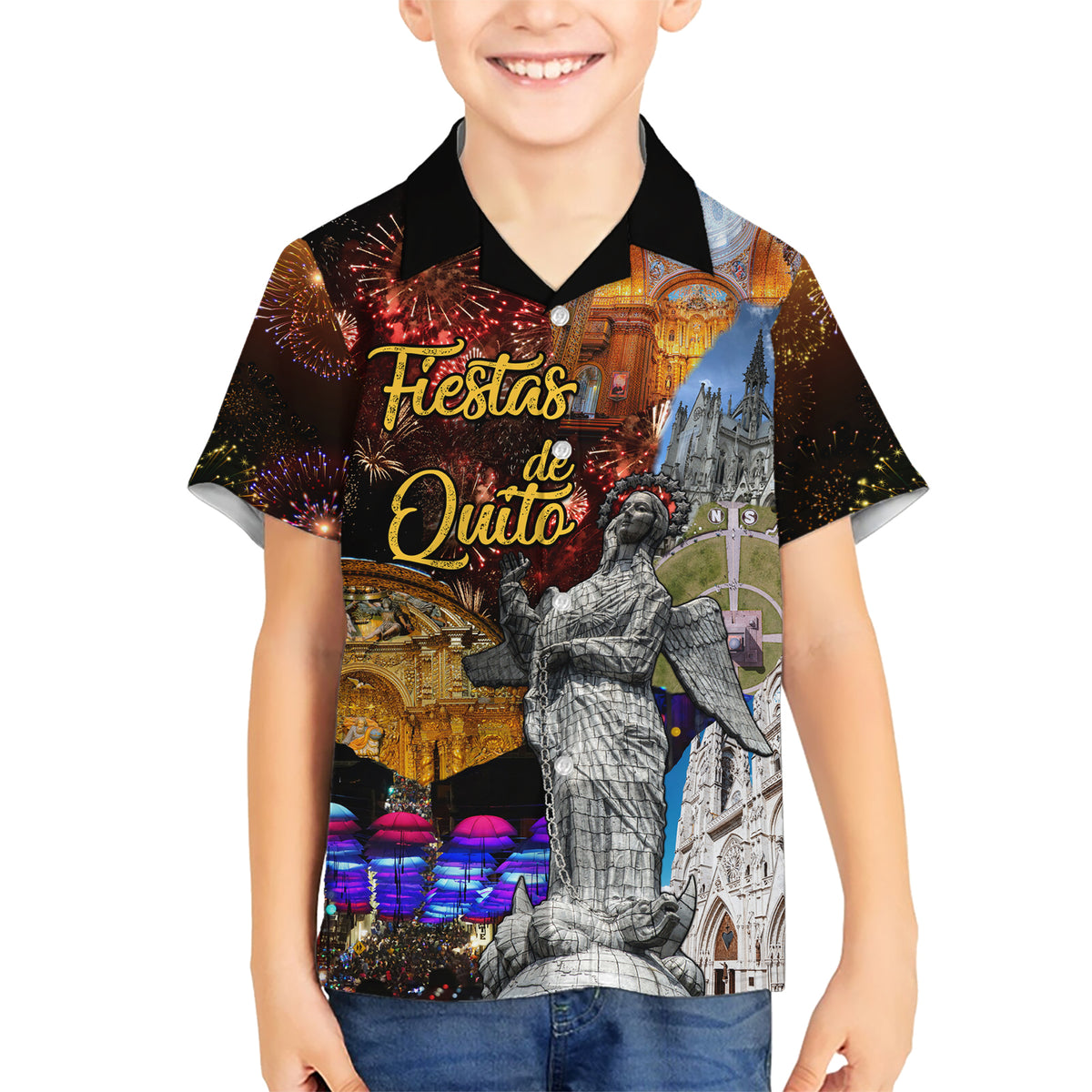 Ecuador Kid Hawaiian Shirt Fiestas de Quito 2023 Unique Version - Wonder Print Shop