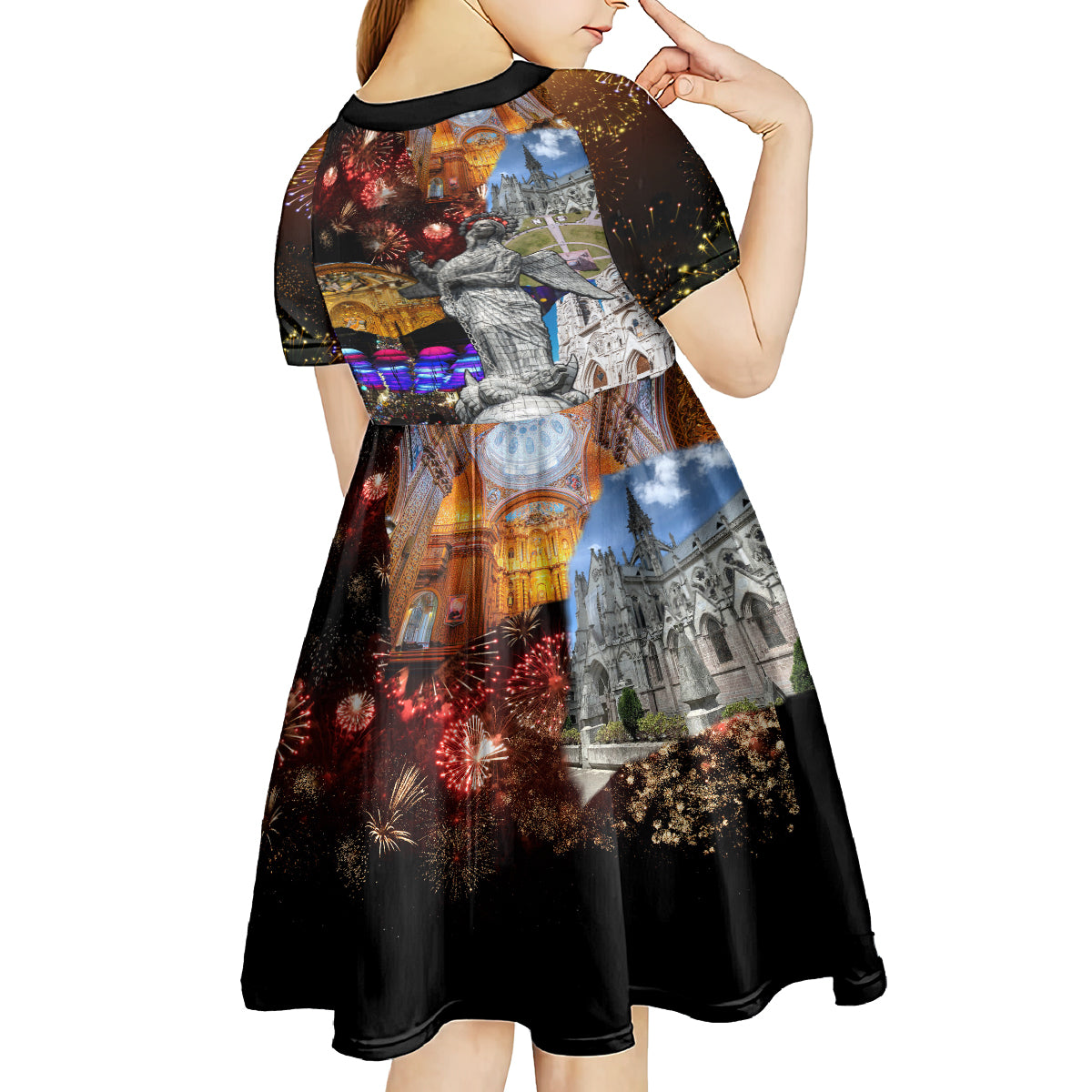 Ecuador Kid Short Sleeve Dress Fiestas de Quito 2023 Unique Version - Wonder Print Shop