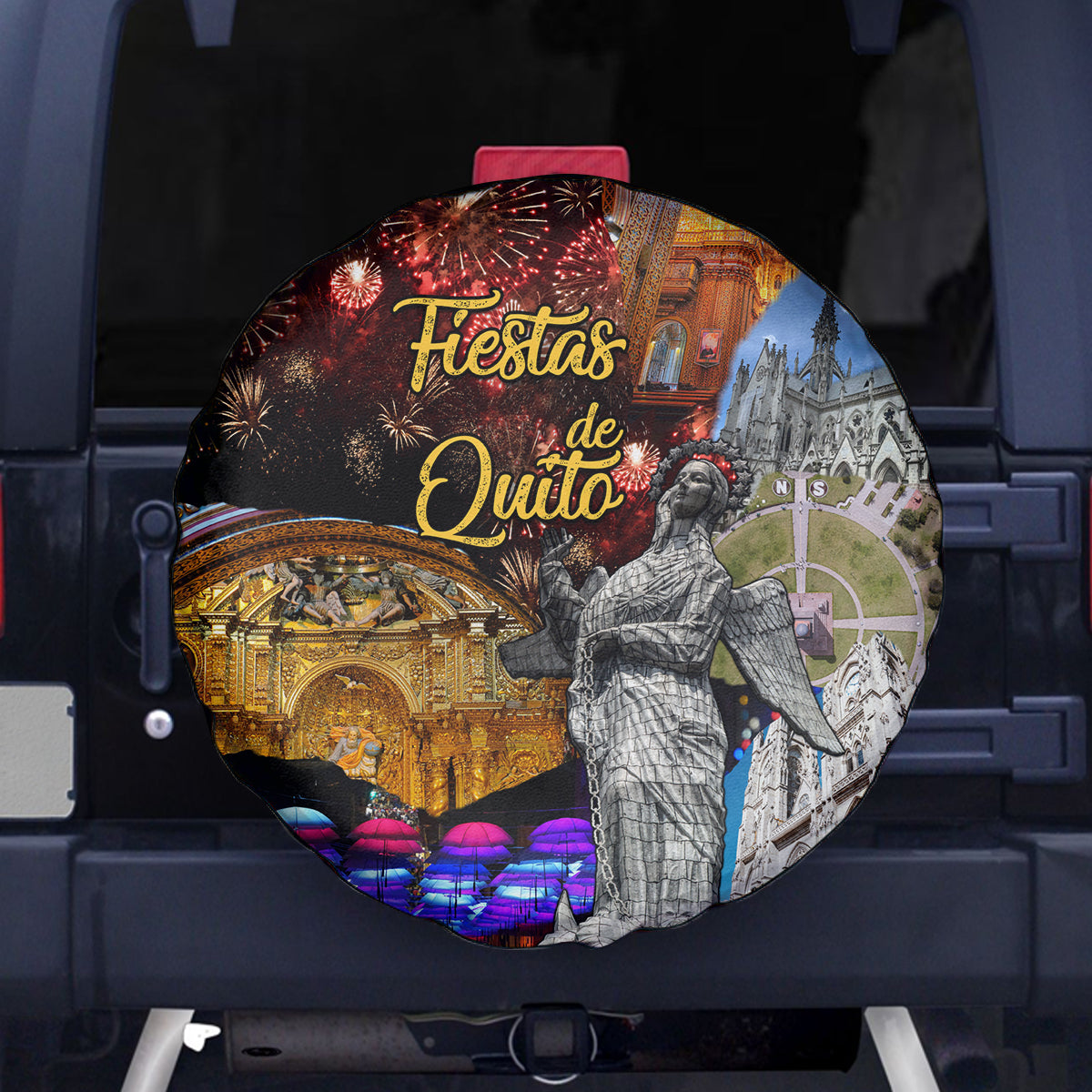 Ecuador Spare Tire Cover Fiestas de Quito 2023 Unique Version - Wonder Print Shop