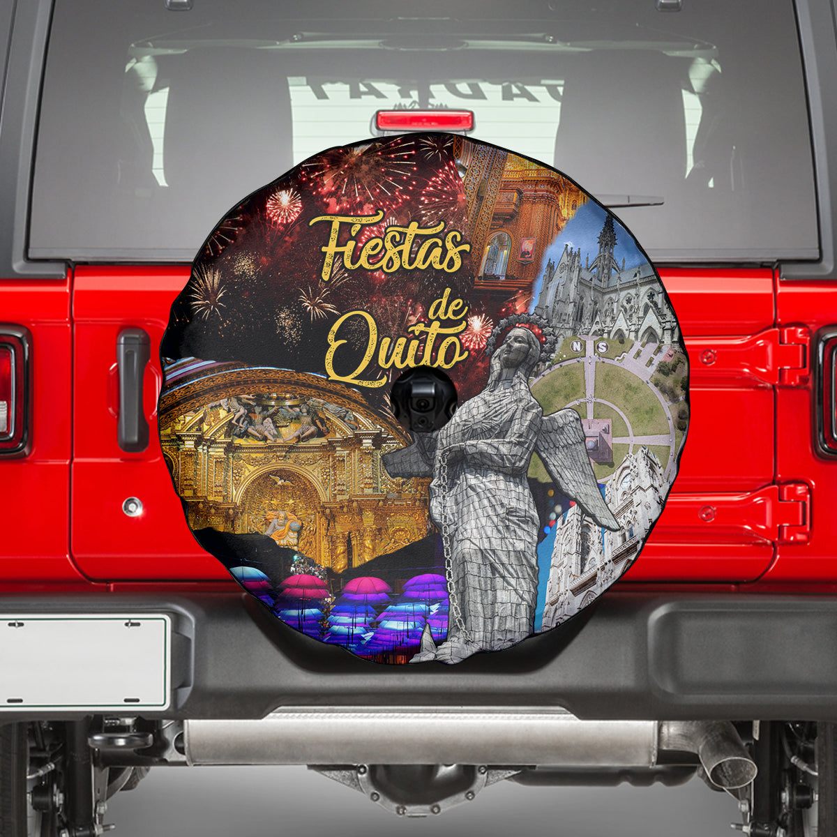 Ecuador Spare Tire Cover Fiestas de Quito 2023 Unique Version - Wonder Print Shop