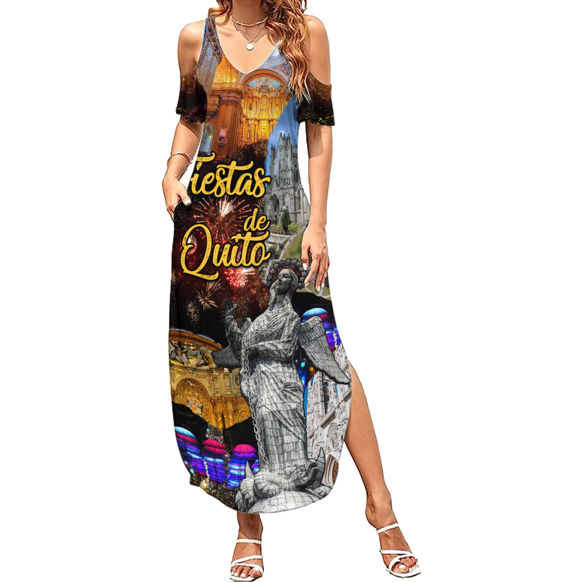 Ecuador Summer Maxi Dress Fiestas de Quito 2023 Unique Version - Wonder Print Shop