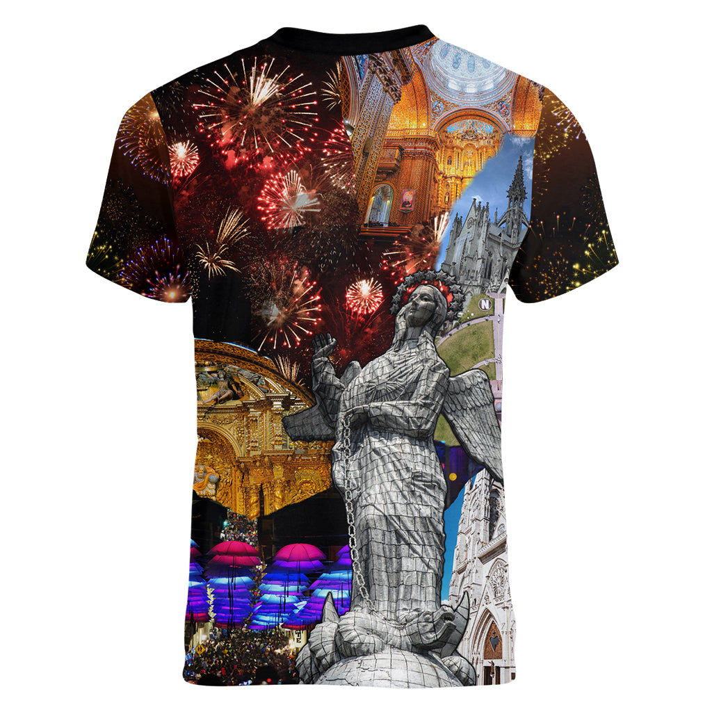 Ecuador Women V Neck T Shirt Fiestas de Quito 2023 Unique Version - Wonder Print Shop