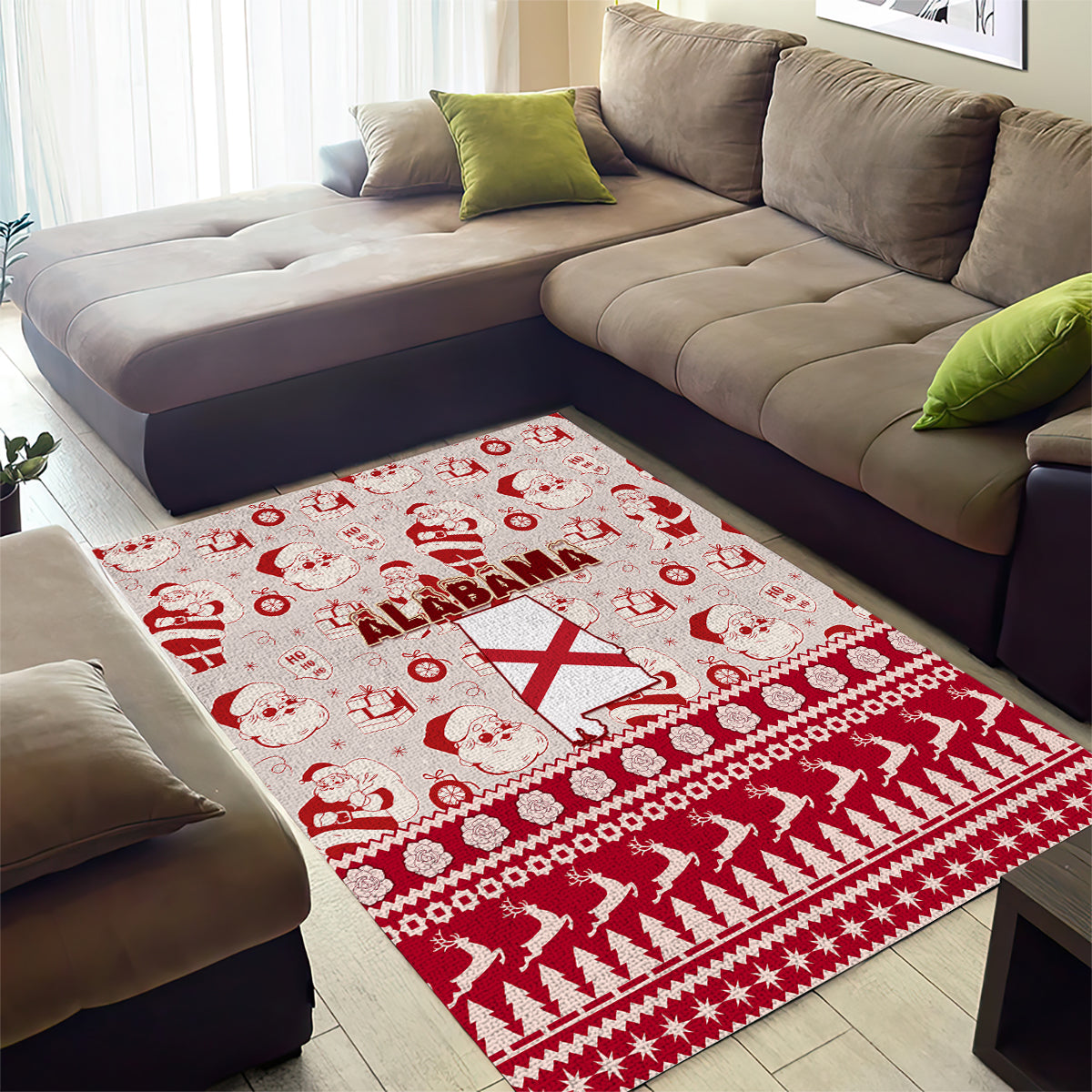 Custom Alabama Christmas Area Rug Santa Claus Xmas Pattern - Wonder Print Shop