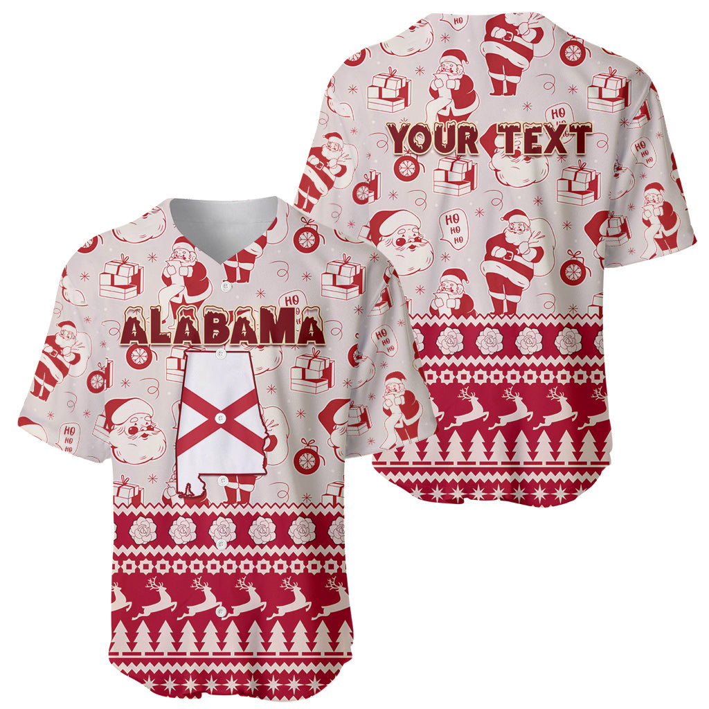 Custom Alabama Christmas Baseball Jersey Santa Claus Xmas Pattern - Wonder Print Shop