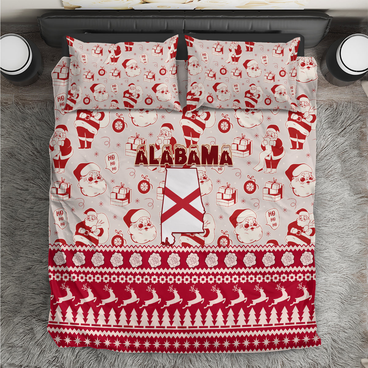 Custom Alabama Christmas Bedding Set Santa Claus Xmas Pattern - Wonder Print Shop