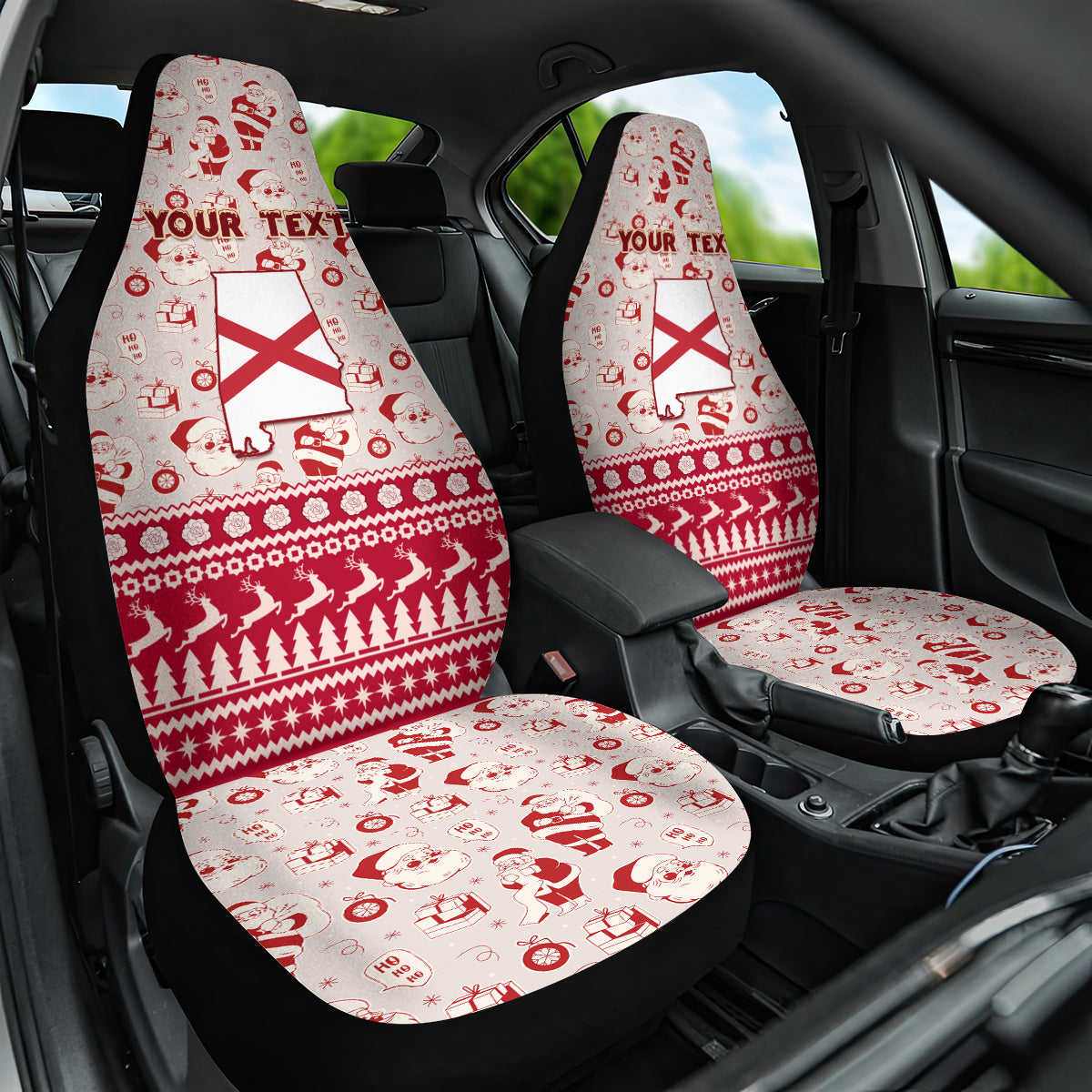 Custom Alabama Christmas Car Seat Cover Santa Claus Xmas Pattern - Wonder Print Shop