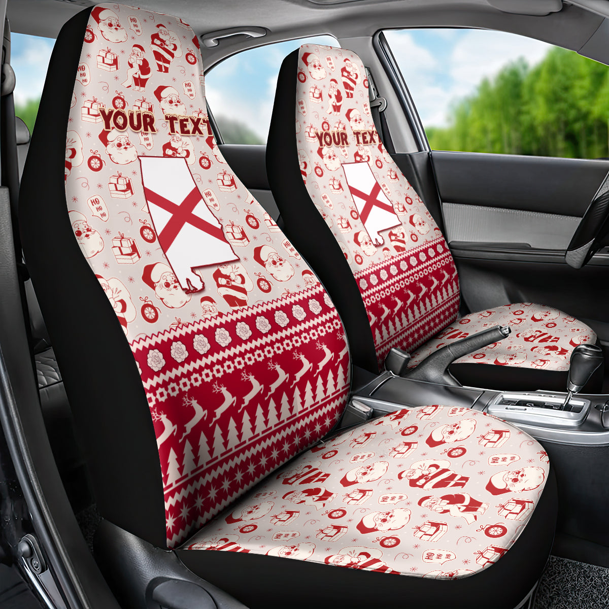 Custom Alabama Christmas Car Seat Cover Santa Claus Xmas Pattern - Wonder Print Shop