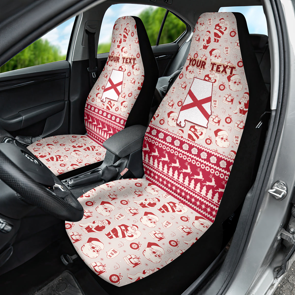 Custom Alabama Christmas Car Seat Cover Santa Claus Xmas Pattern - Wonder Print Shop