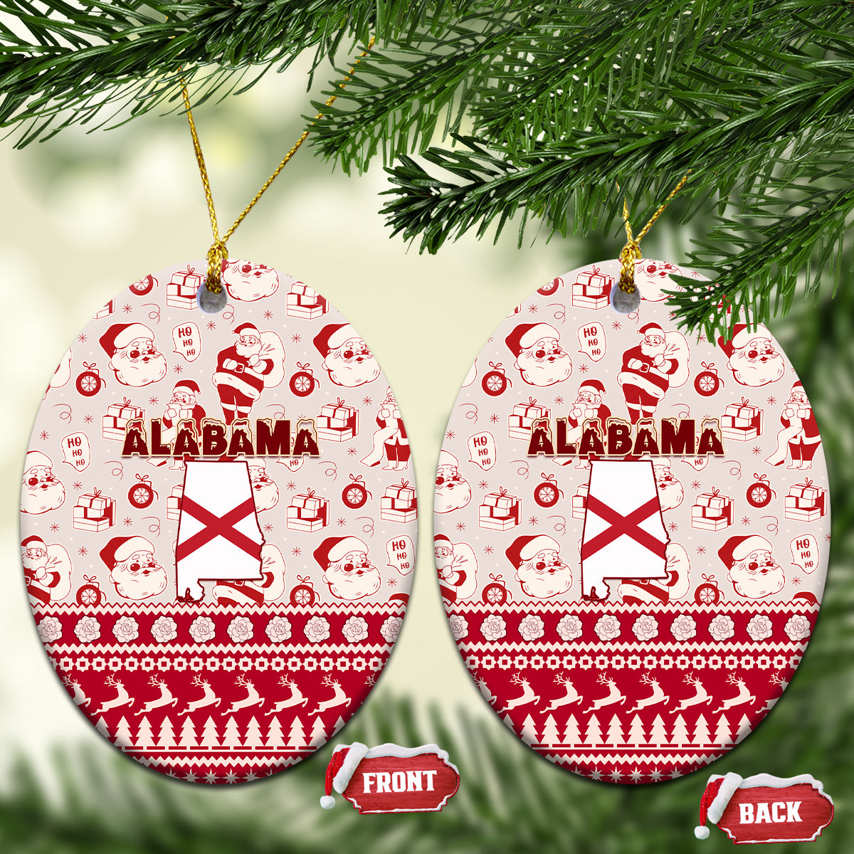 Alabama Christmas Ceramic Ornament Santa Claus Xmas Pattern - Wonder Print Shop