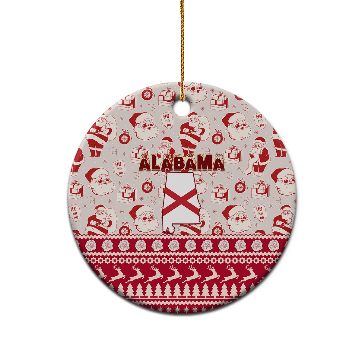 Alabama Christmas Ceramic Ornament Santa Claus Xmas Pattern - Wonder Print Shop
