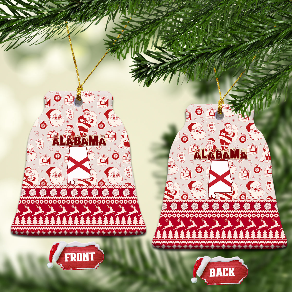 Alabama Christmas Ceramic Ornament Santa Claus Xmas Pattern - Wonder Print Shop
