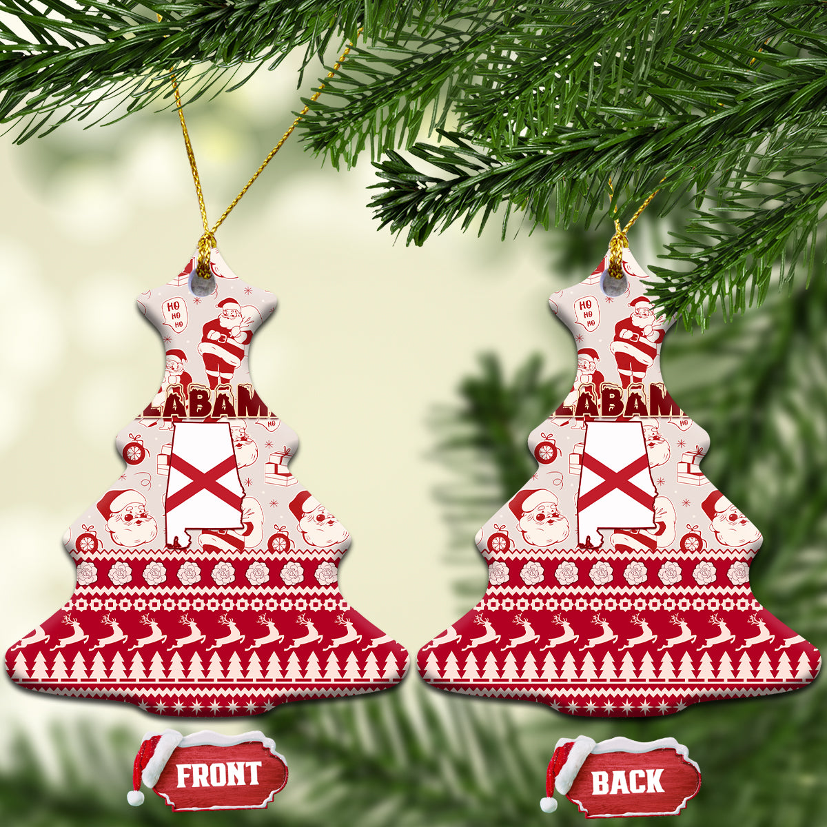 Alabama Christmas Ceramic Ornament Santa Claus Xmas Pattern - Wonder Print Shop
