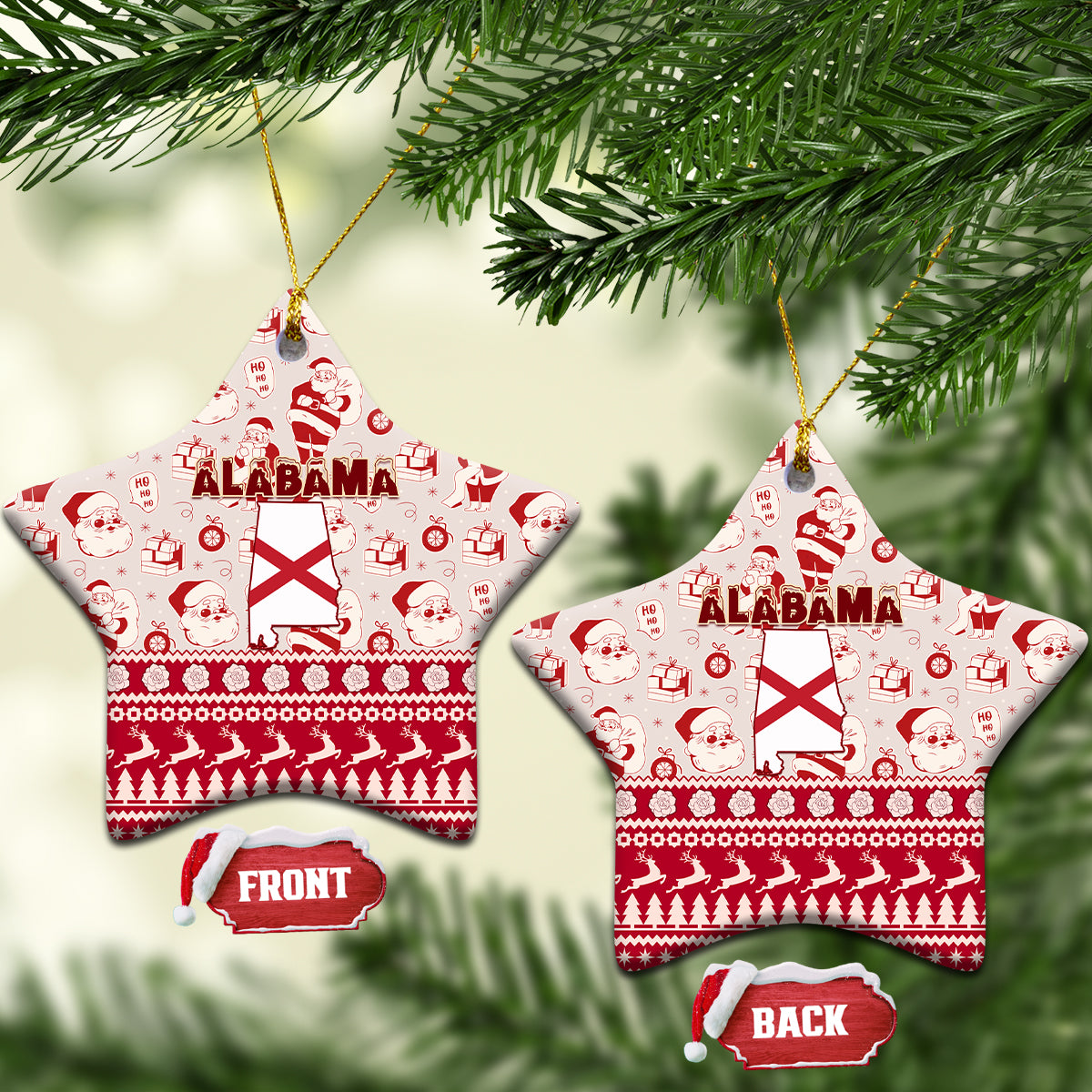 Alabama Christmas Ceramic Ornament Santa Claus Xmas Pattern - Wonder Print Shop