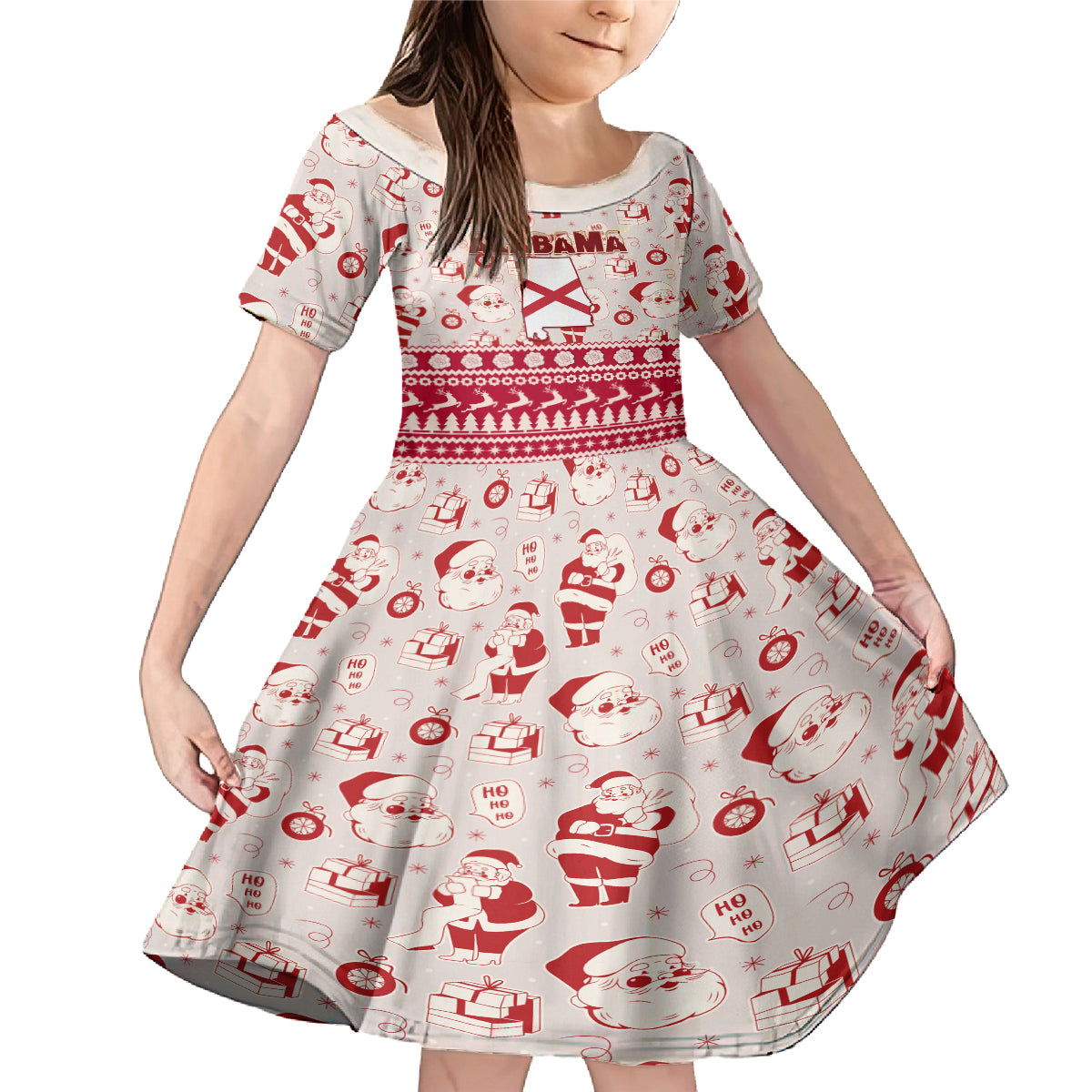 Custom Alabama Christmas Family Matching Mermaid Dress and Hawaiian Shirt Santa Claus Xmas Pattern - Wonder Print Shop