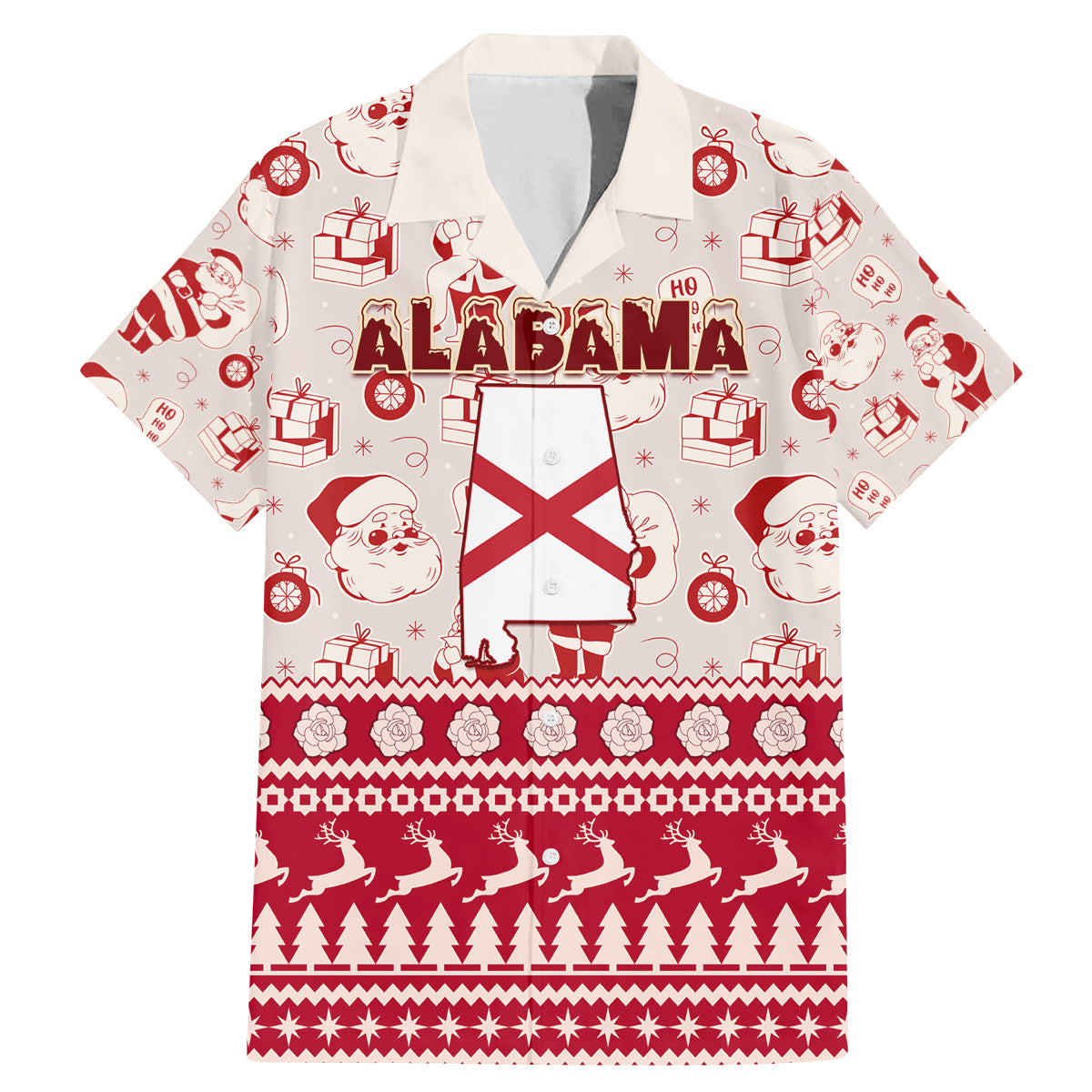 Custom Alabama Christmas Family Matching Mermaid Dress and Hawaiian Shirt Santa Claus Xmas Pattern - Wonder Print Shop