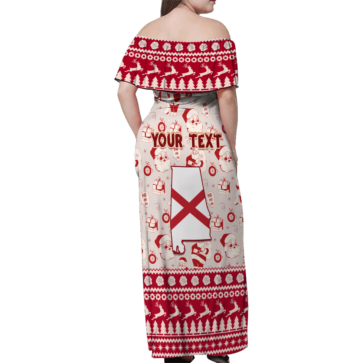 Custom Alabama Christmas Family Matching Off Shoulder Maxi Dress and Hawaiian Shirt Santa Claus Xmas Pattern - Wonder Print Shop