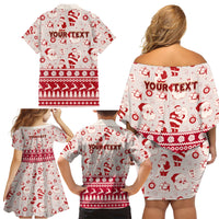 Custom Alabama Christmas Family Matching Off Shoulder Short Dress and Hawaiian Shirt Santa Claus Xmas Pattern - Wonder Print Shop