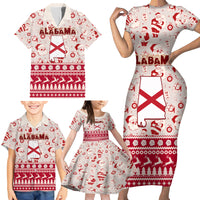 Custom Alabama Christmas Family Matching Short Sleeve Bodycon Dress and Hawaiian Shirt Santa Claus Xmas Pattern - Wonder Print Shop