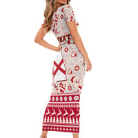 Custom Alabama Christmas Family Matching Short Sleeve Bodycon Dress and Hawaiian Shirt Santa Claus Xmas Pattern - Wonder Print Shop