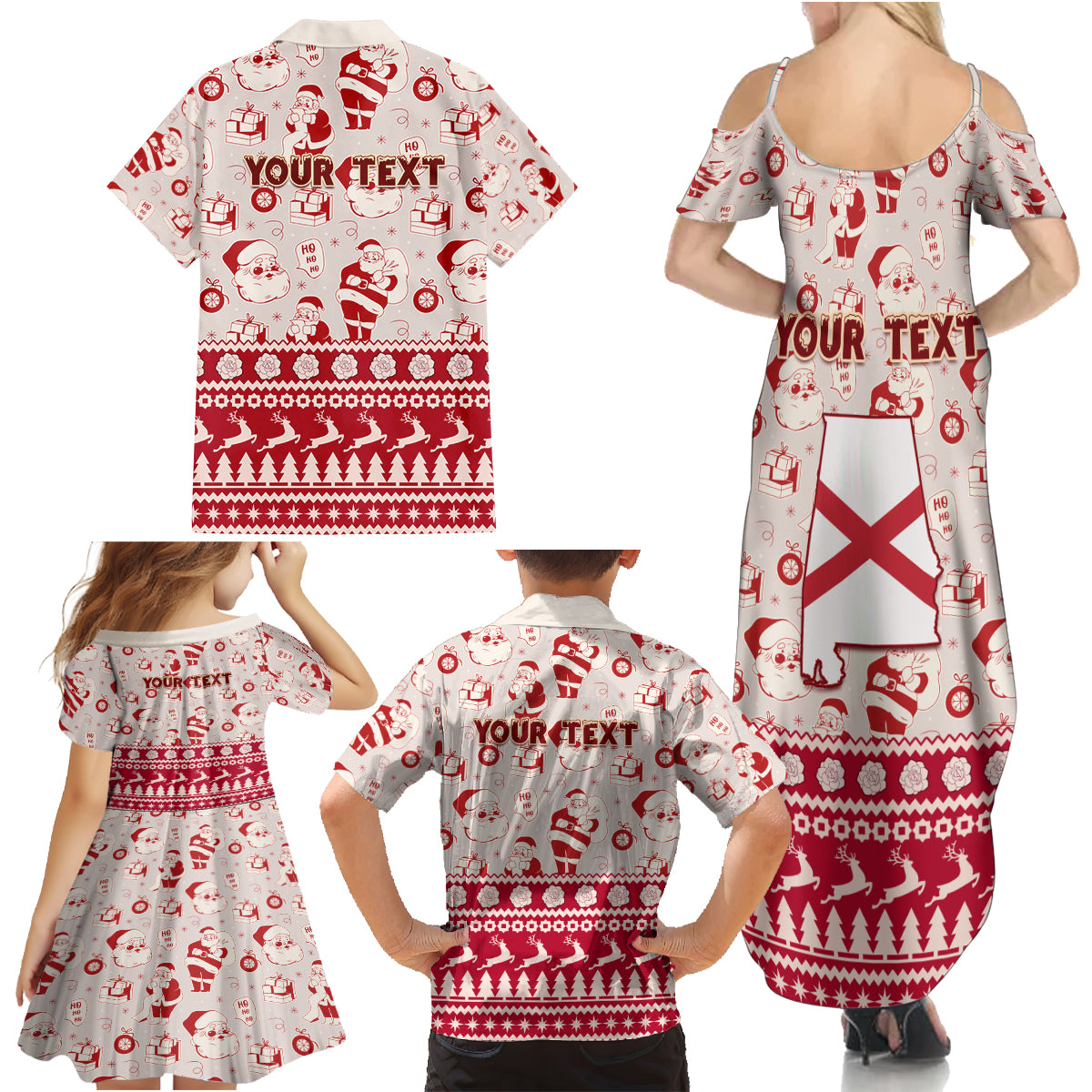 Custom Alabama Christmas Family Matching Summer Maxi Dress and Hawaiian Shirt Santa Claus Xmas Pattern - Wonder Print Shop