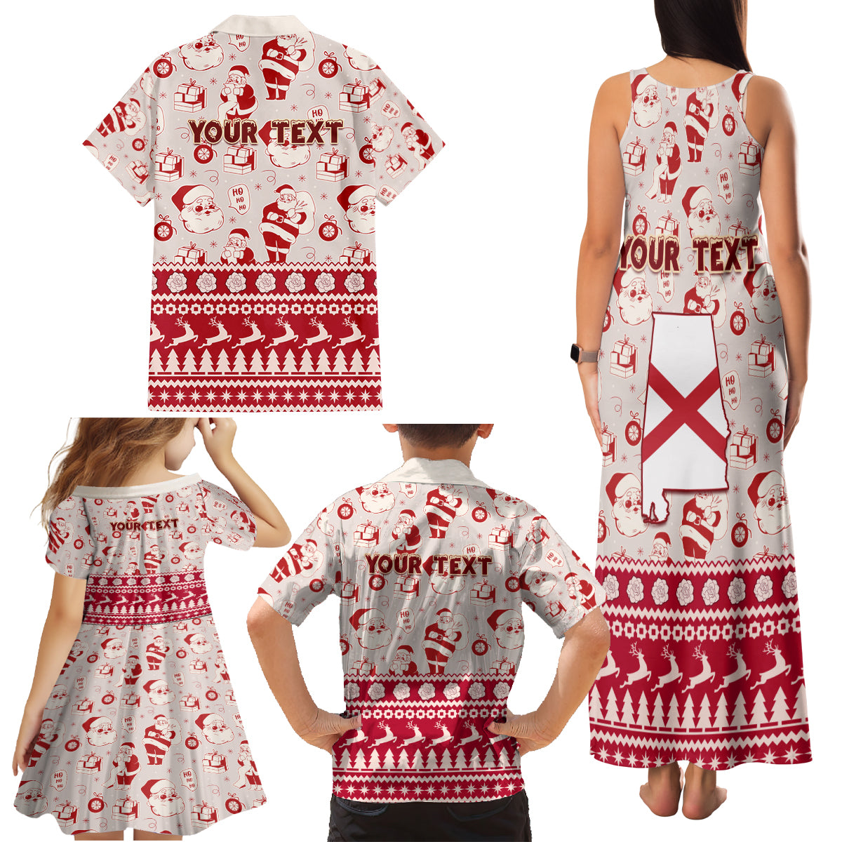 Custom Alabama Christmas Family Matching Tank Maxi Dress and Hawaiian Shirt Santa Claus Xmas Pattern - Wonder Print Shop